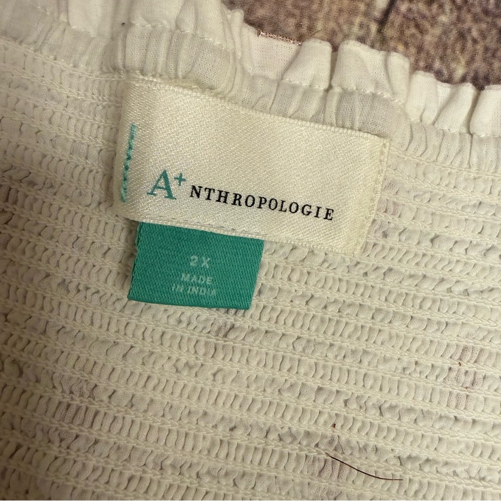 Anthropologie Cream Polka Dot Blouse - Picture 6 of 8
